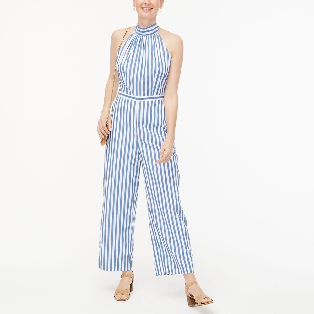 🆕{J. Crew} Tie-Back Cotton Halter jumpsuit